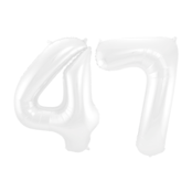 Folieballon 47 jaar metallic wit 86cm