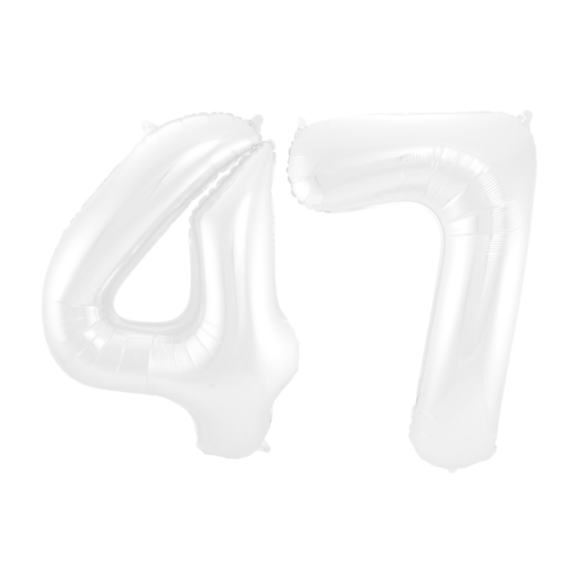 Folieballon 47 jaar metallic wit 86cm