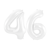 Folieballon 46 jaar metallic wit 86cm