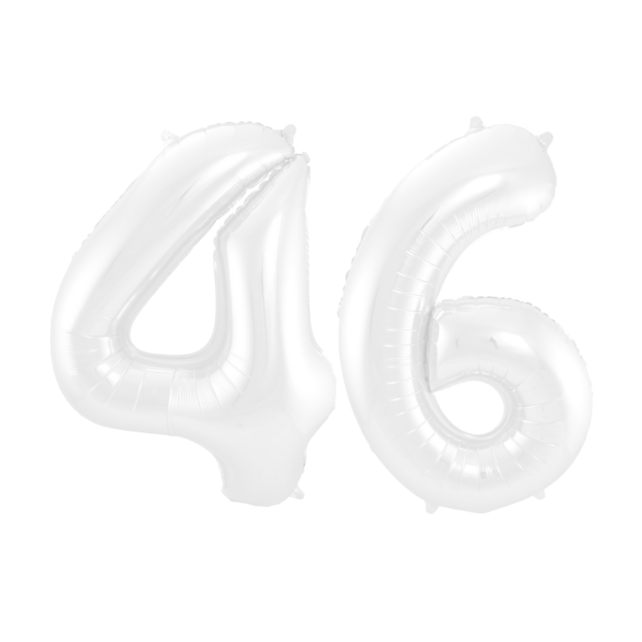 Folieballon 46 jaar metallic wit 86cm