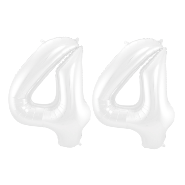 Folieballon 44 jaar metallic wit 86cm
