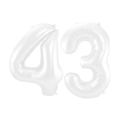 Folieballon 43 jaar metallic wit 86cm Folieballon 43 jaar metallic wit 86cm