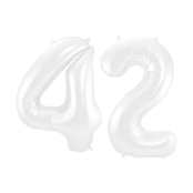 Folieballon 42 jaar metallic wit 86cm