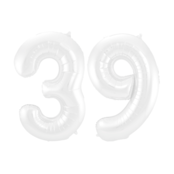 Folieballon 39 jaar metallic wit 86cm