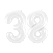 Folieballon 38 jaar metallic wit 86cm
