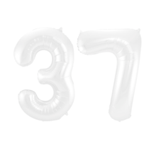 Folieballon 37 jaar metallic wit 86cm
