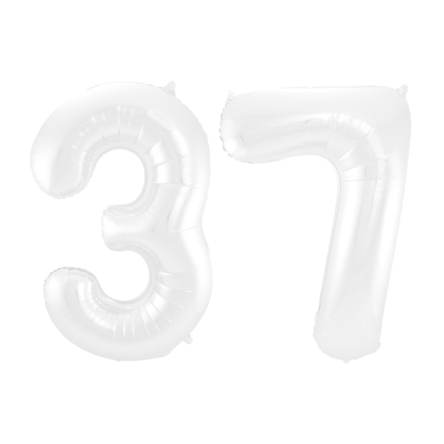 Folieballon 37 jaar metallic wit 86cm