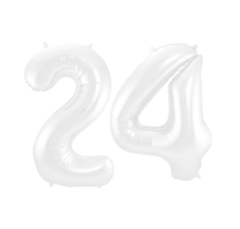 Folieballon 24 jaar metallic wit 86cm