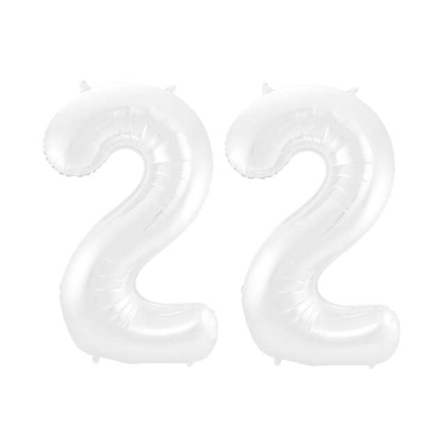 Folieballon 22 jaar metallic wit 86cm