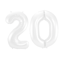 Folieballon 20 jaar metallic wit 86cm