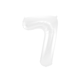 Folieballon 7 jaar metallic wit 86cm