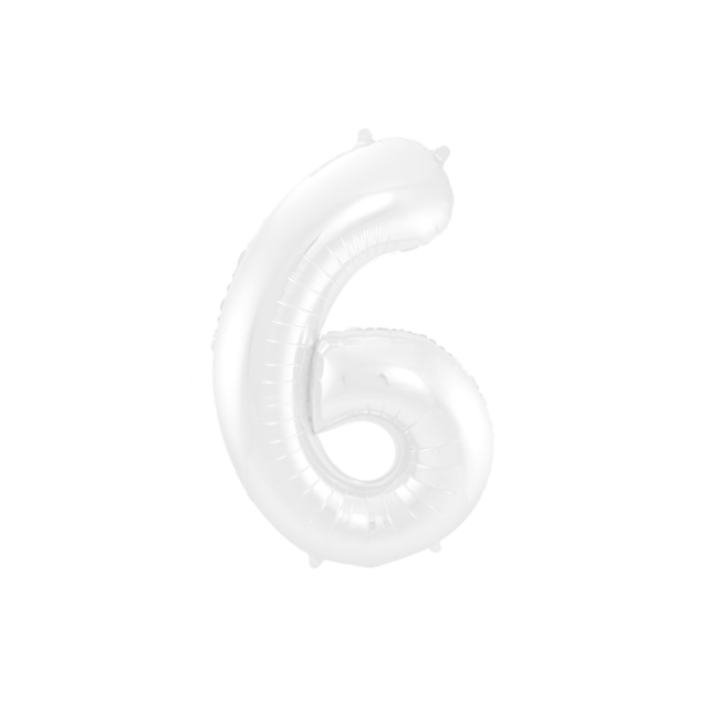 Folieballon 6 jaar metallic wit 86cm