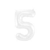 Folieballon 5 jaar metallic wit 86cm
