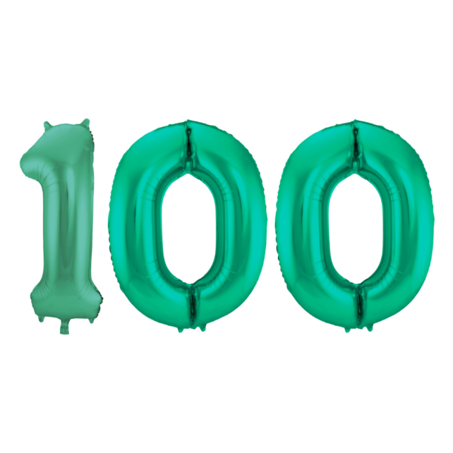 Folieballon 100 jaar metallic groen 86cm