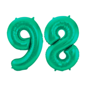 Folieballon 98 jaar metallic groen 86cm