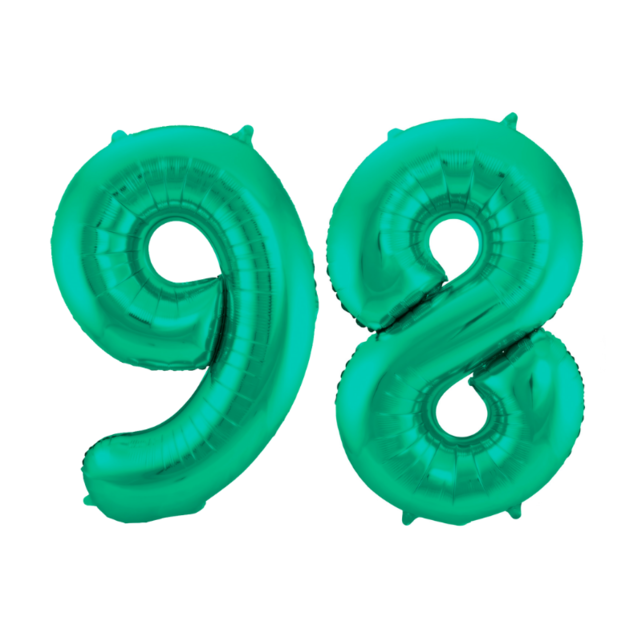 Folieballon 98 jaar metallic groen 86cm