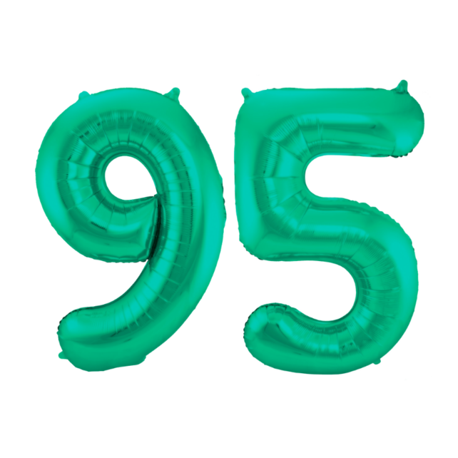 Folieballon 95 jaar metallic groen 86cm