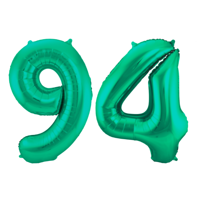 Folieballon 94 jaar metallic groen 86cm