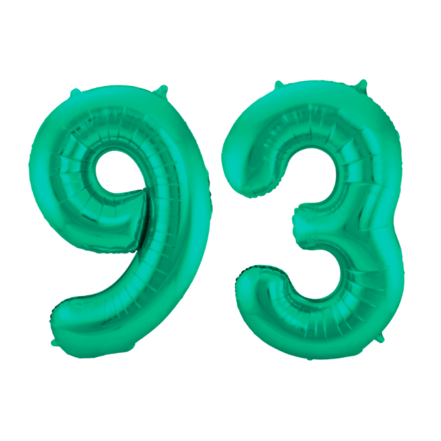 Folieballon 93 jaar metallic groen 86cm Folieballon 93 jaar metallic groen 86cm