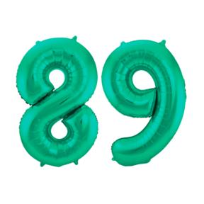 Folieballon 89 jaar metallic groen 86cm
