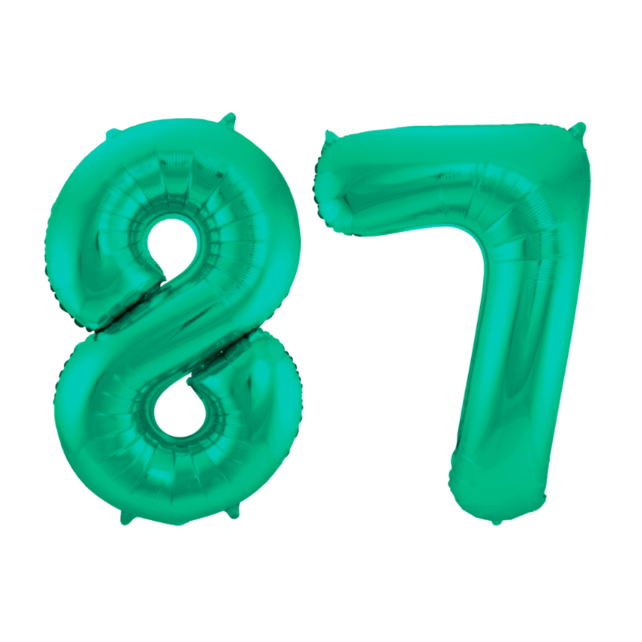 Folieballon 87 jaar metallic groen 86cm