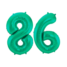 Folieballon 86 jaar metallic groen 86cm
