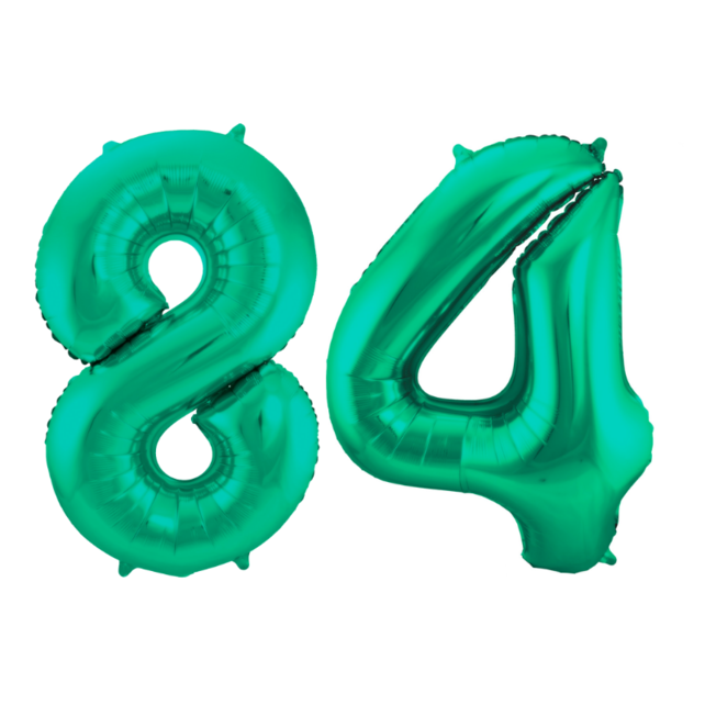 Folieballon 84 jaar metallic groen 86cm