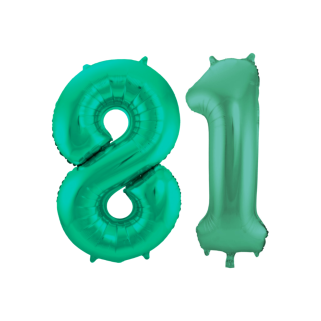Folieballon 81 jaar metallic groen 86cm