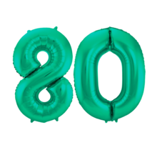 Folieballon 80 jaar metallic groen 86cm