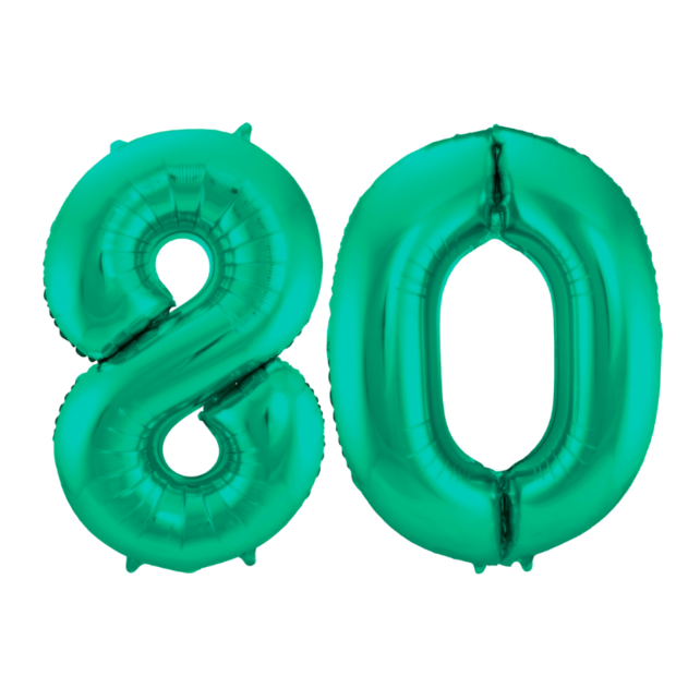 Folieballon 80 jaar metallic groen 86cm