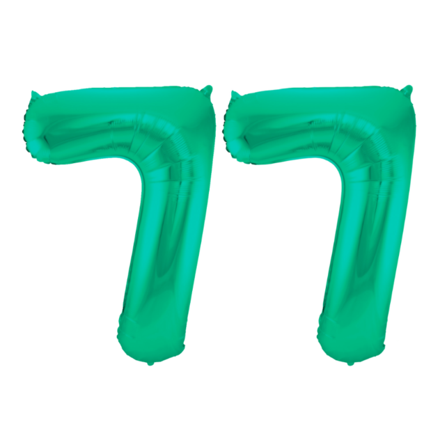 Folieballon 77 jaar metallic groen 86cm