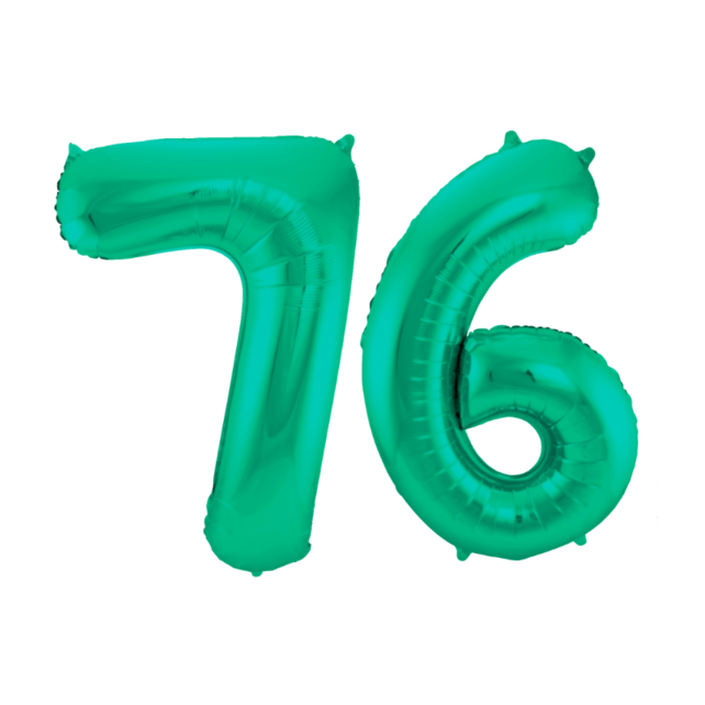 Folieballon 76 jaar metallic groen 86cm