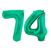 Folieballon 74 jaar metallic groen 86cm