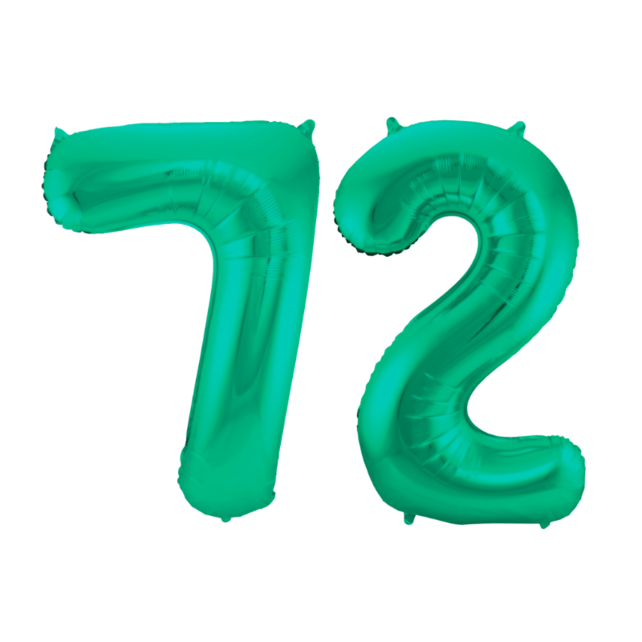 Folieballon 72 jaar metallic groen 86cm