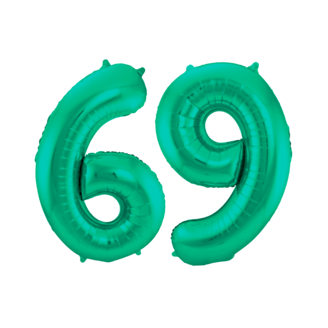Folieballon 69 jaar metallic groen 86cm