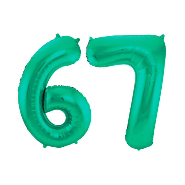 Folieballon 67 jaar metallic groen 86cm