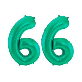 Folieballon 66 jaar metallic groen 86cm