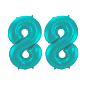Folieballon 88 jaar metallic pastel aqua mat 86cm