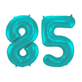 Folieballon 85 jaar metallic pastel aqua mat 86cm