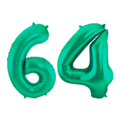 Folieballon 64 jaar metallic groen 86cm