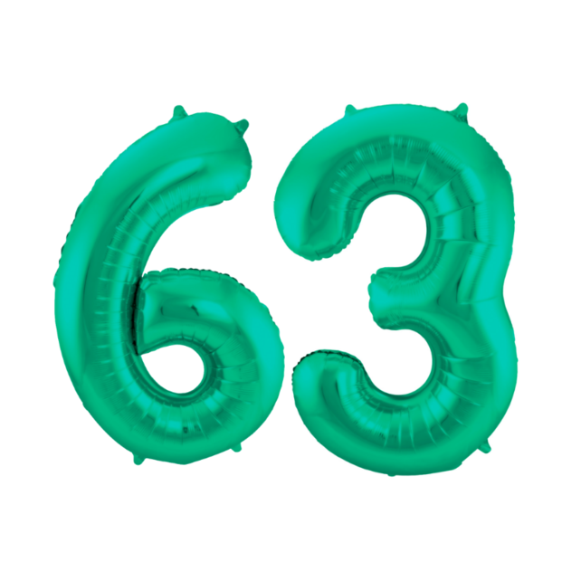 Folieballon 63 jaar metallic groen 86cm