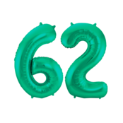 Folieballon 62 jaar metallic groen 86cm