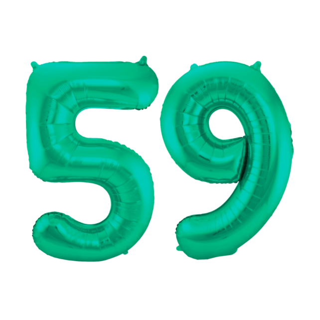 Folieballon 59 jaar metallic groen 86cm