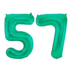 Folieballon 57 jaar metallic groen 86cm