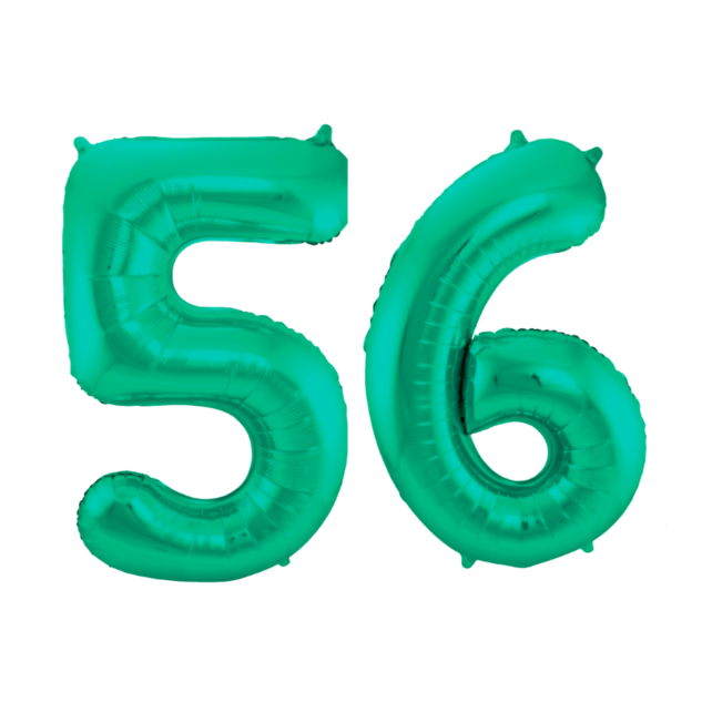 Folieballon 56 jaar metallic groen 86cm