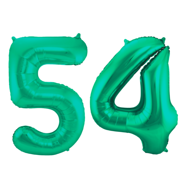Folieballon 54 jaar metallic groen 86cm