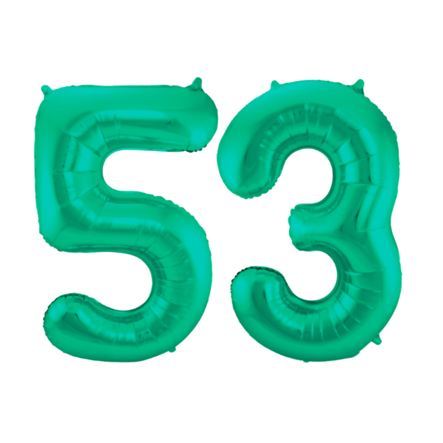 Folieballon 53 jaar metallic groen 86cm