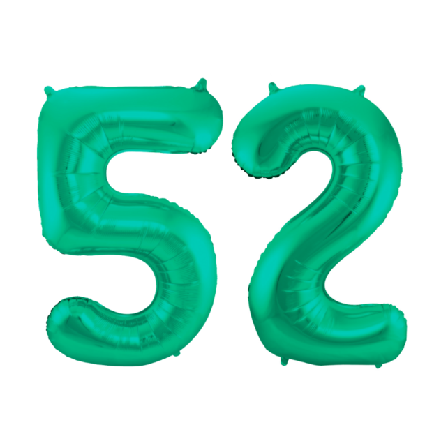 Folieballon 52 jaar metallic groen 86cm Folieballon 52 jaar metallic groen 86cm