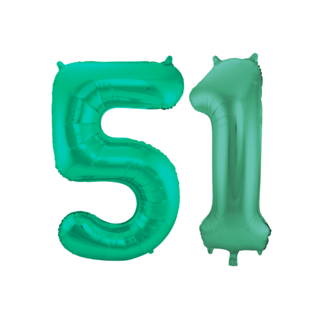 Folieballon 51 jaar metallic groen 86cm