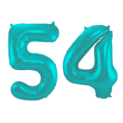 Folieballon 54 jaar metallic pastel aqua mat 86cm